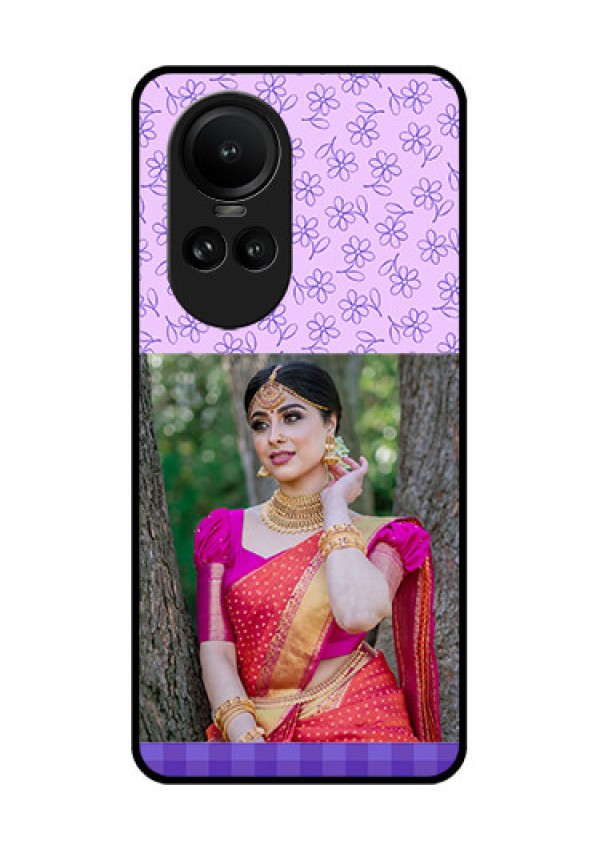 Oppo Reno 10 5G Custom Glass Phone Case - Purple Floral Design