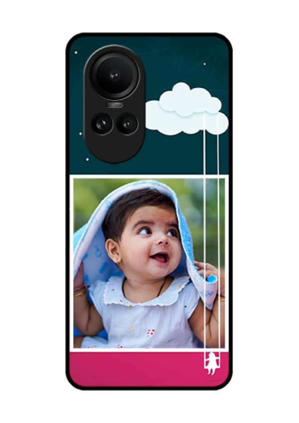 Oppo Reno 10 5G Custom Glass Phone Case - Cute Girl with Cloud Design