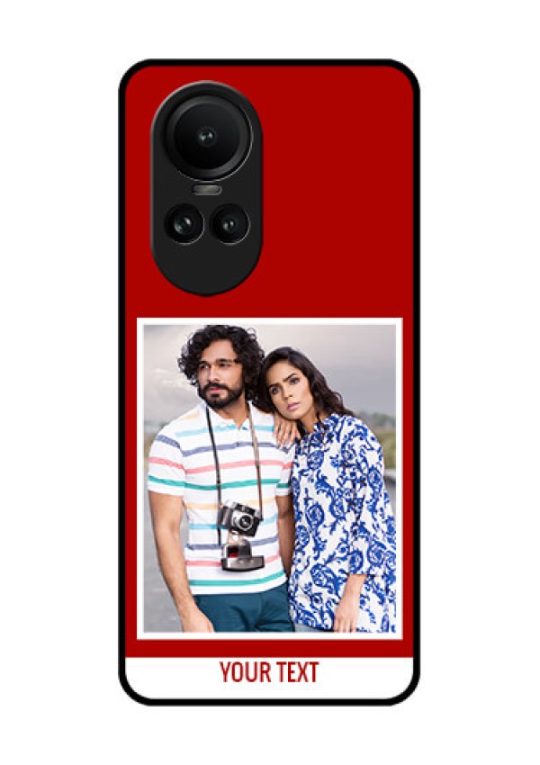 Oppo Reno 10 5G Personalized Glass Phone Case - Simple Red Color Design