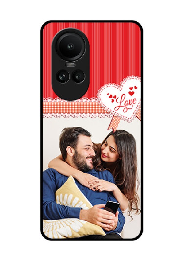 Oppo Reno 10 5G Custom Glass Mobile Case - Red Love Pattern Design