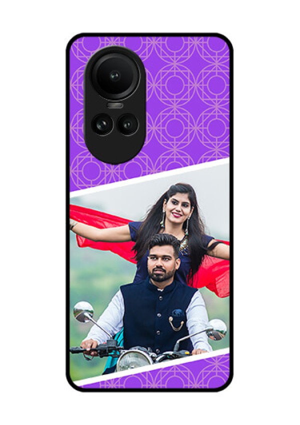 Oppo Reno 10 5G Custom Glass Phone Case - Violet Pattern Design