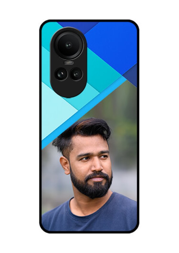 Oppo Reno 10 5G Custom Glass Phone Case - Blue Pattern Design