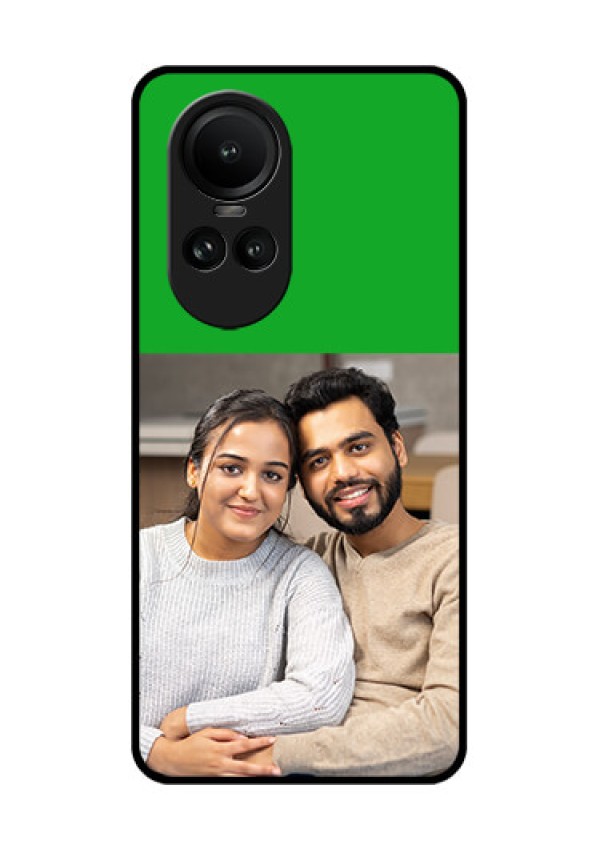 Oppo Reno 10 5G Personalized Glass Phone Case - Green Pattern Design