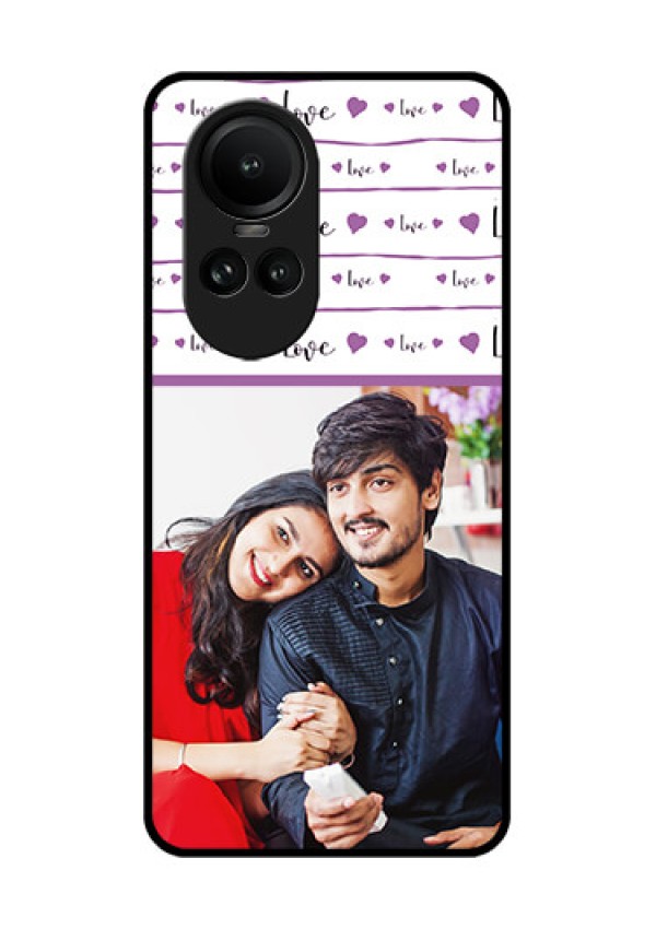 Oppo Reno 10 5G Custom Glass Mobile Case - Couples Heart Design