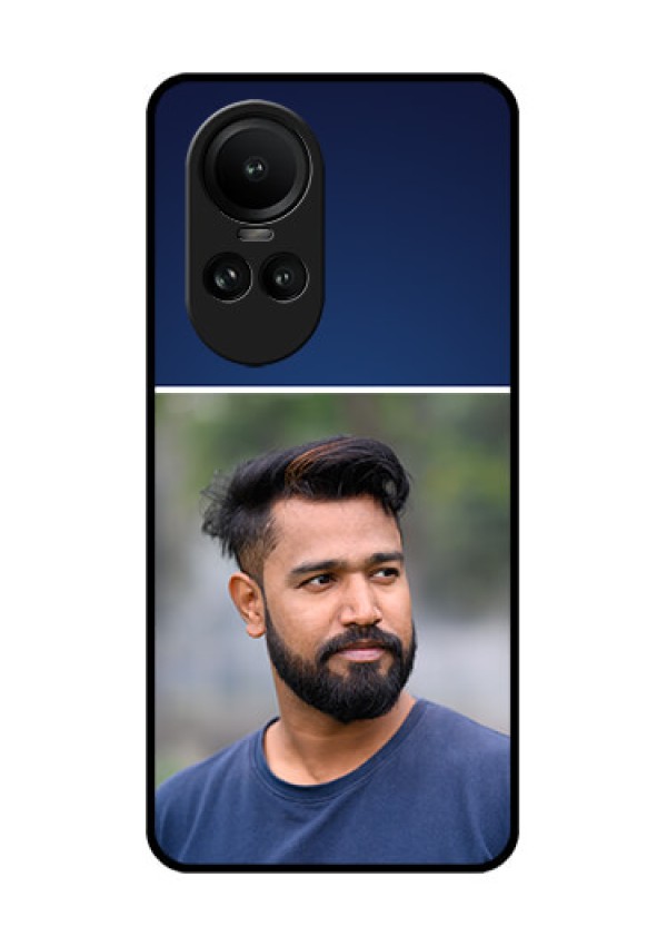 Oppo Reno 10 5G Personalized Glass Phone Case - Simple Royal Blue Design