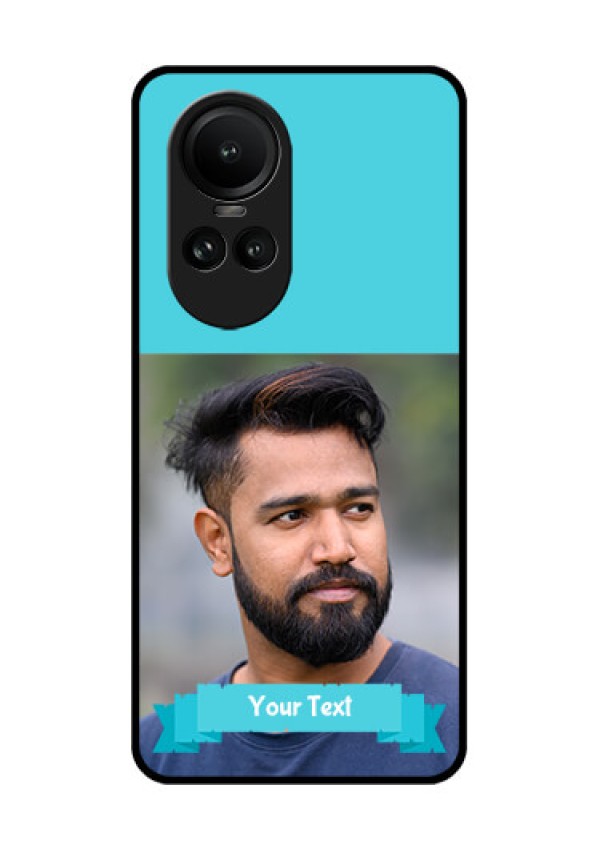 Oppo Reno 10 5G Personalized Glass Phone Case - Simple Blue Color Design