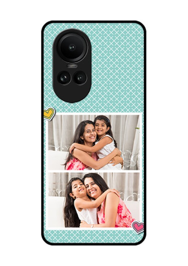 Oppo Reno 10 5G Custom Glass Phone Case - 2 Image Holder with Pattern Design