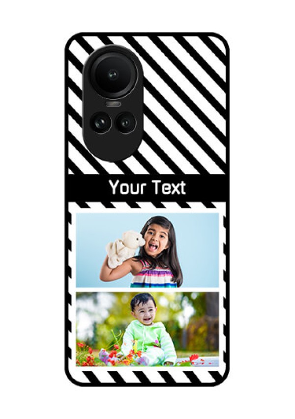 Oppo Reno 10 5G Photo Printing on Glass Case - Black And White Stripes Design