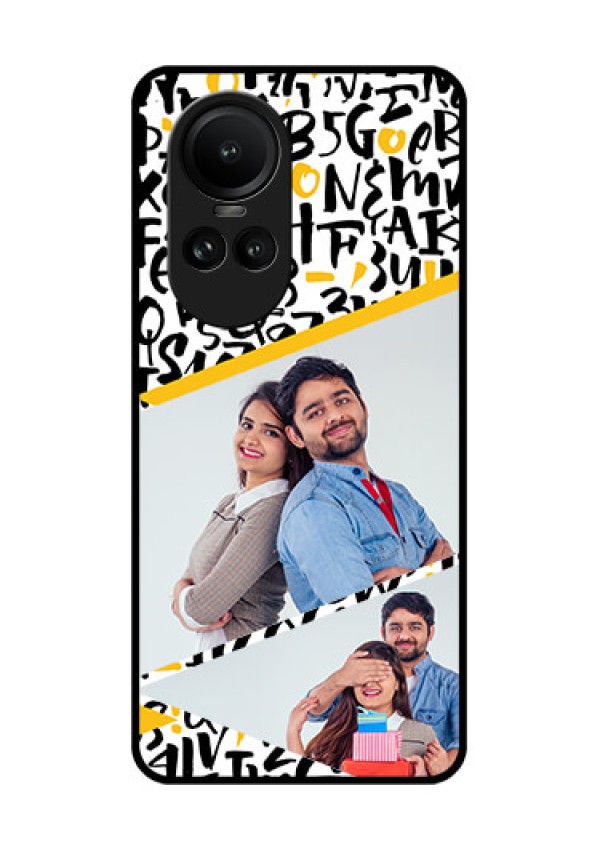 Oppo Reno 10 5G Custom Glass Mobile Case - Letters Pattern Design