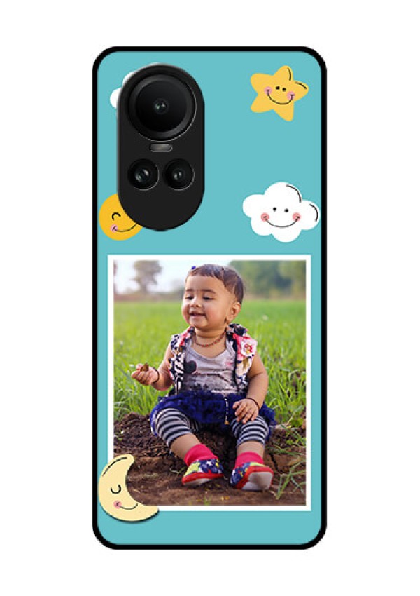 Oppo Reno 10 5G Personalized Glass Phone Case - Smiley Kids Stars Design