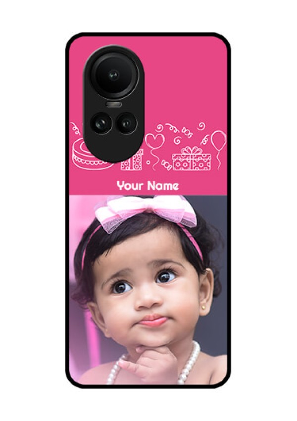 Oppo Reno 10 5G Photo Printing on Glass Case - with Birthday Line Art Design