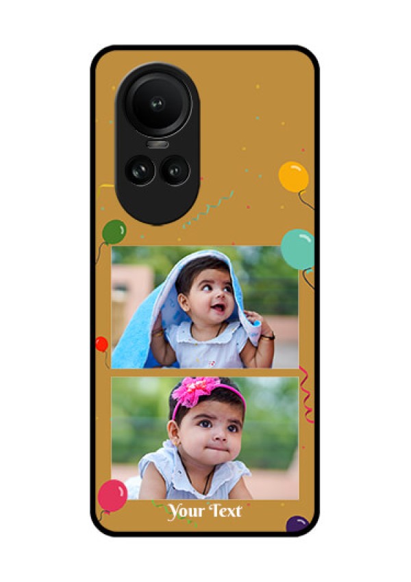 Oppo Reno 10 5G Personalized Glass Phone Case - Image Holder with Birthday Celebrations Design