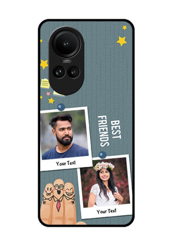 Oppo Reno 10 5G Personalized Glass Phone Case - Sticky Frames and Friendship Design