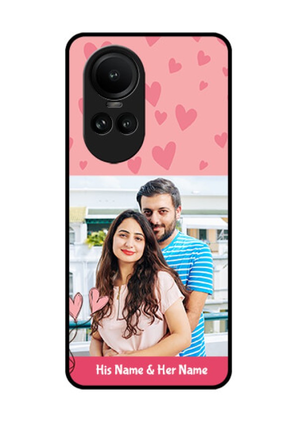 Oppo Reno 10 5G Personalized Glass Phone Case - Love Design Peach Color