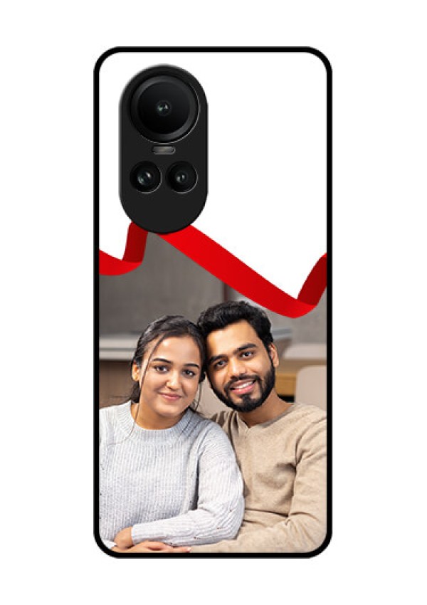 Oppo Reno 10 5G Photo Printing on Glass Case - Red Ribbon Frame Design