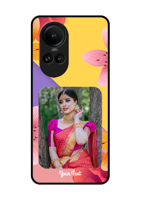 Oppo Reno 10 5G Custom Glass Mobile Case - 3 Image With Vintage Floral Design
