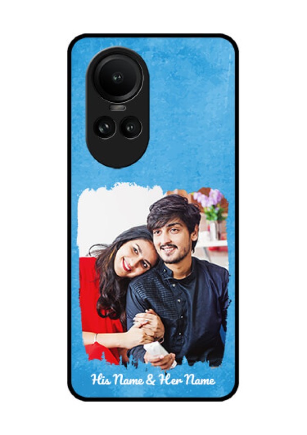 Oppo Reno 10 5G Custom Glass Phone Case - Blue Color Vintage Design