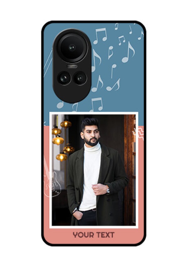 Oppo Reno 10 5G Photo Printing on Glass Case - with Color Musical Note Design