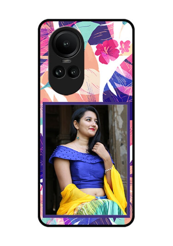 Oppo Reno 10 5G Custom Glass Mobile Case - Abstract Floral Design
