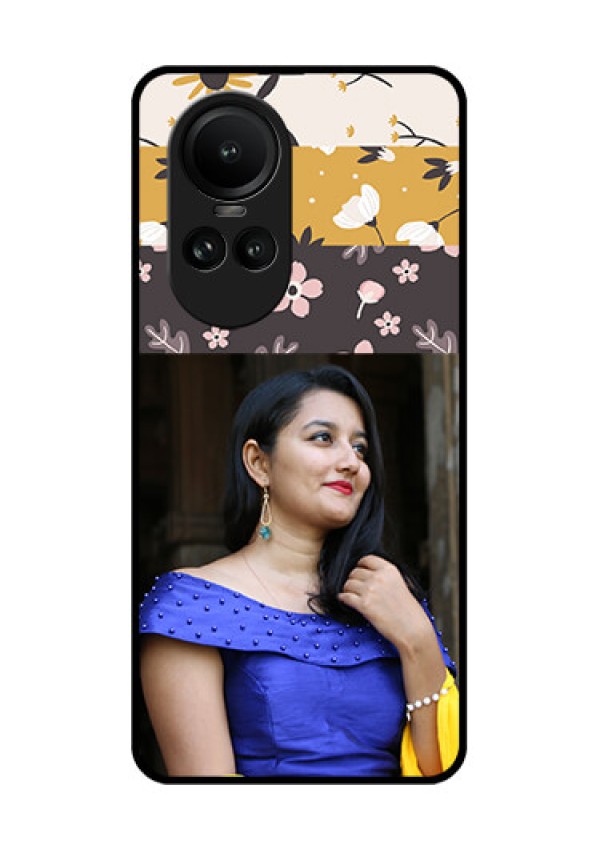 Oppo Reno 10 5G Custom Glass Phone Case - Stylish Floral Design