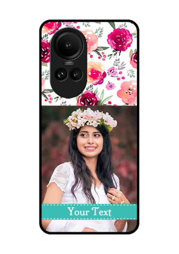 Oppo Reno 10 5G Custom Glass Phone Case - Watercolor Floral Design