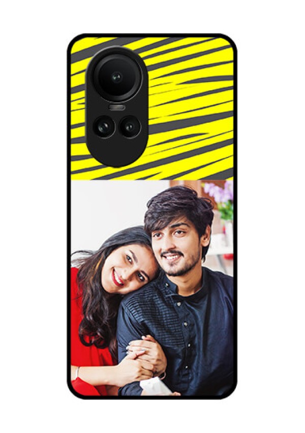 Oppo Reno 10 5G Photo Printing on Glass Case - Yellow Abstract Design
