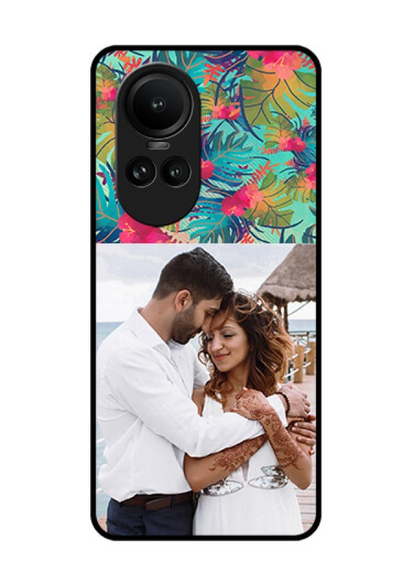 Oppo Reno 10 5G Photo Printing on Glass Case - Watercolor Floral Design