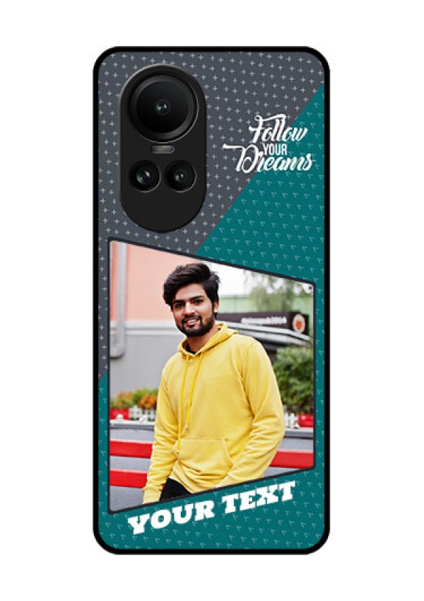 Oppo Reno 10 5G Personalized Glass Phone Case - Background Pattern Design with Quote