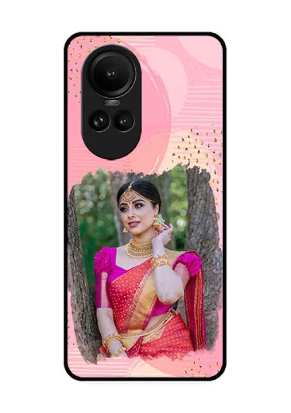 Oppo Reno 10 5G Personalized Glass Phone Case - Gold Glitter Splash Design