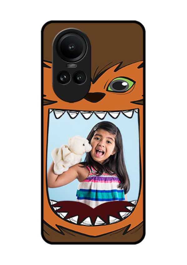 Oppo Reno 10 5G Photo Printing on Glass Case - Owl Monster Back Case Design