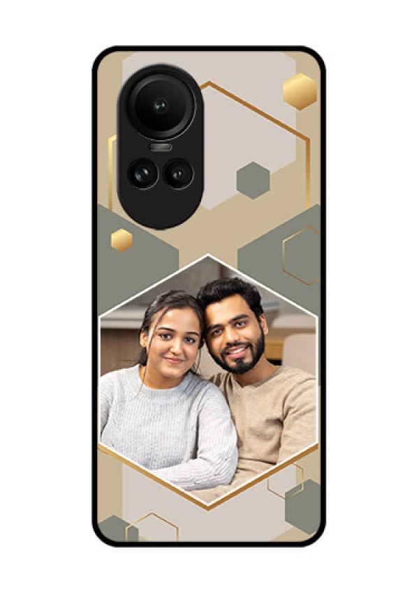 Oppo Reno 10 5G Photo Printing on Glass Case - Stylish Hexagon Pattern Design