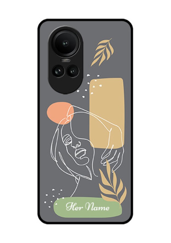 Oppo Reno 10 5G Custom Glass Phone Case - Gazing Woman line art Design