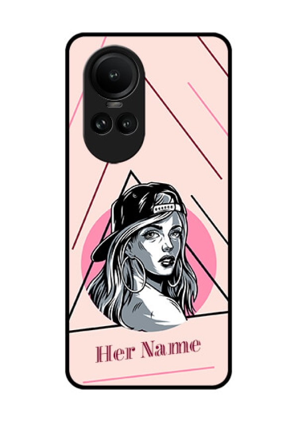 Oppo Reno 10 5G Personalized Glass Phone Case - Rockstar Girl Design