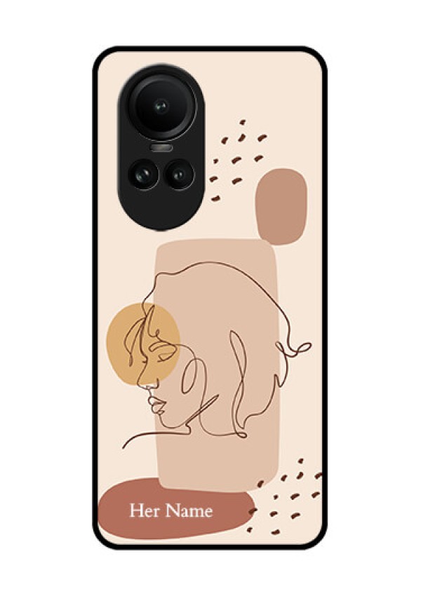 Oppo Reno 10 5G Photo Printing on Glass Case - Calm Woman line art Design
