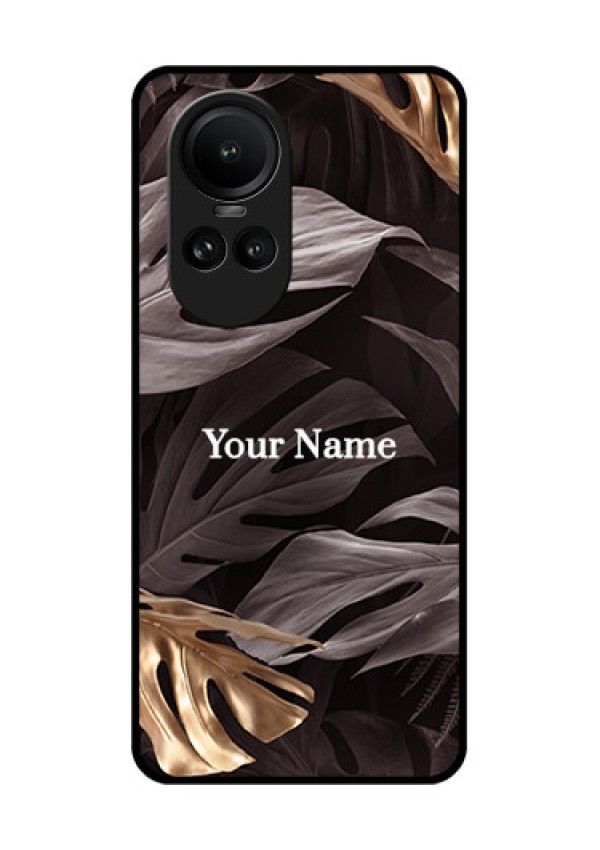 Oppo Reno 10 5G Personalised Glass Phone Case - Wild Leaves digital paint Design