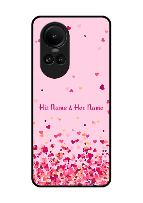 Oppo Reno 10 5G Photo Printing on Glass Case - Floating Hearts Design