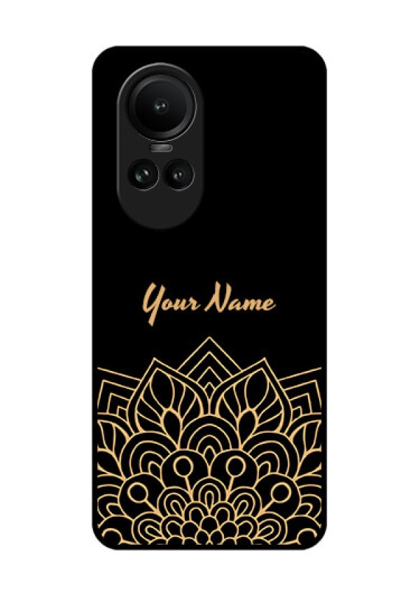 Oppo Reno 10 5G Custom Glass Phone Case - Golden mandala Design