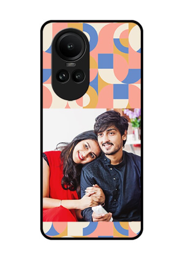Oppo Reno 10 5G Photo Printing on Glass Case - Semi-circle Maze Pattern Design