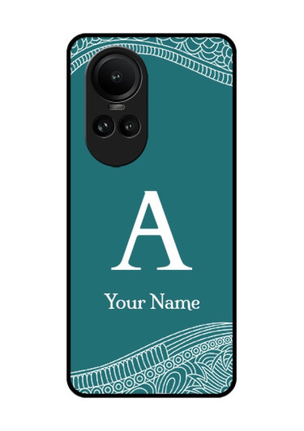 Oppo Reno 10 5G Personalized Glass Phone Case - line art pattern with custom name Design