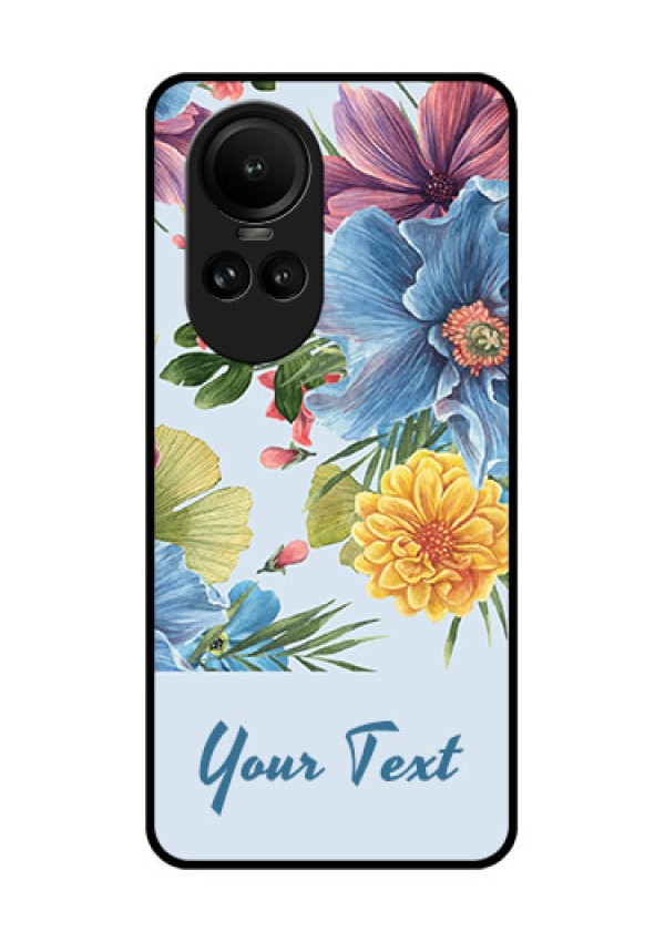 Oppo Reno 10 5G Custom Glass Mobile Case - Stunning Watercolored Flowers Painting Design