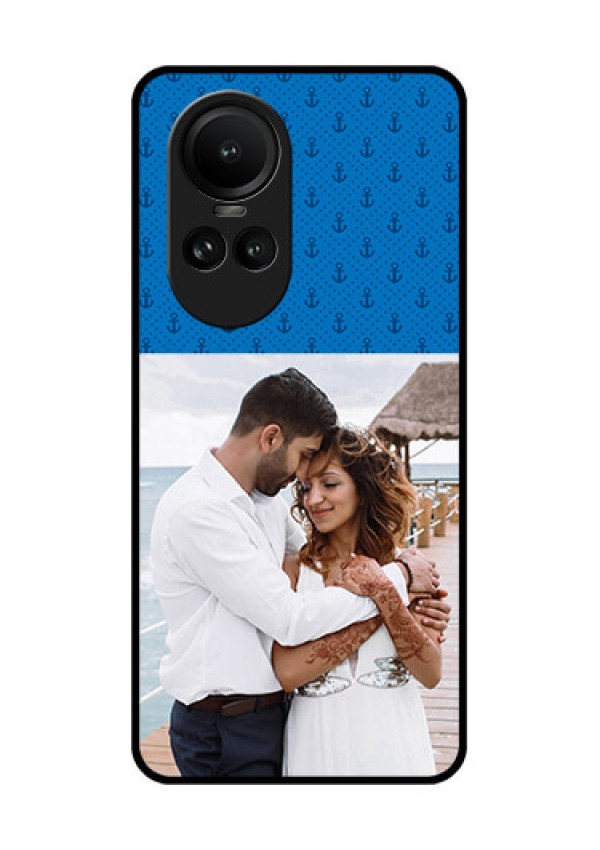 Oppo Reno 10 Pro 5G Photo Printing on Glass Case - Blue Anchors Design