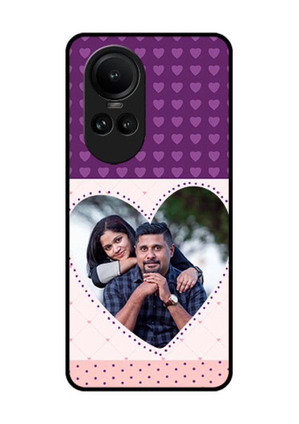 Oppo Reno 10 Pro 5G Custom Glass Phone Case - Violet Love Dots Design