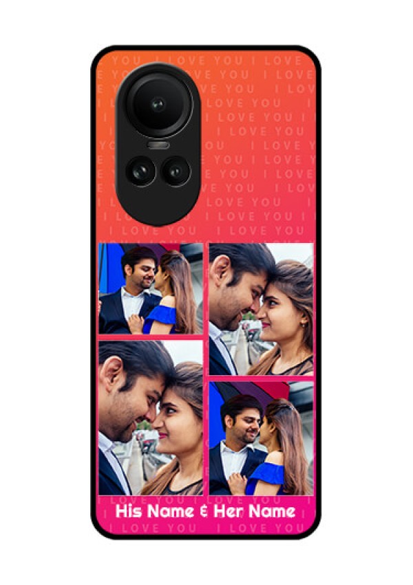 Oppo Reno 10 Pro 5G Custom Glass Phone Case - I Love You Pink Design