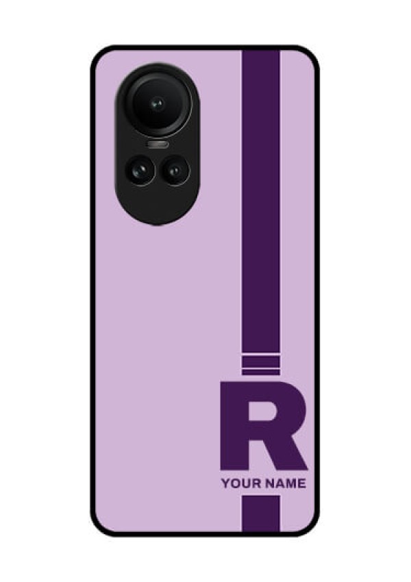 Oppo Reno 10 Pro 5G Photo Printing on Glass Case - Simple dual tone stripe with name Design