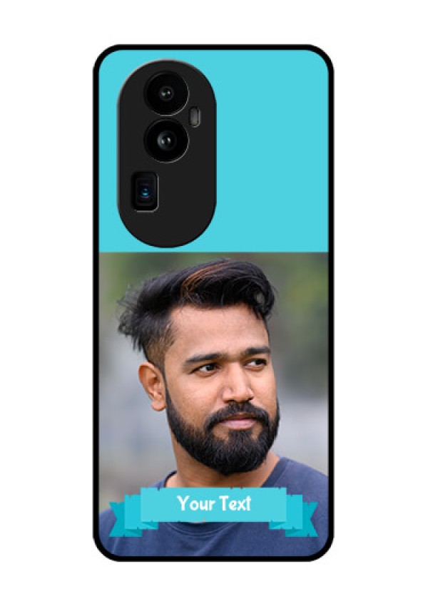 Oppo Reno 10 Pro Plus 5G Personalized Glass Phone Case - Simple Blue Color Design