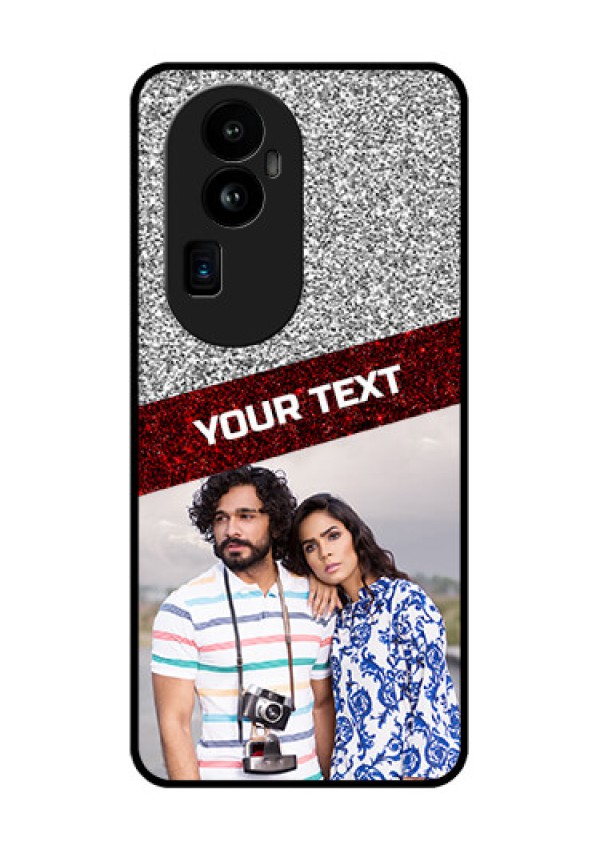 Oppo Reno 10 Pro Plus 5G Personalized Glass Phone Case - Image Holder with Glitter Strip Design