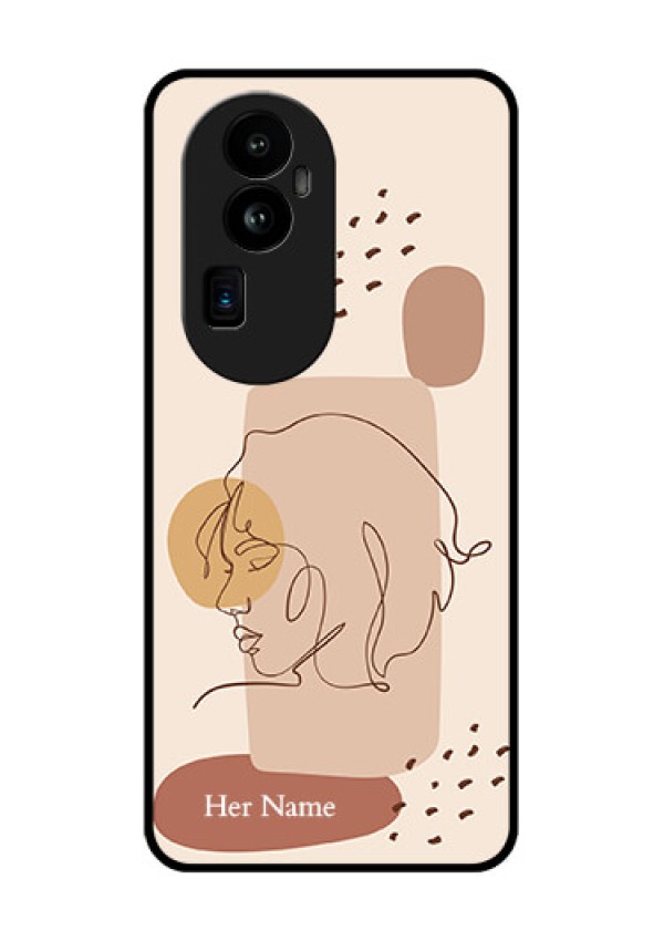 Oppo Reno 10 Pro Plus 5G Photo Printing on Glass Case - Calm Woman line art Design