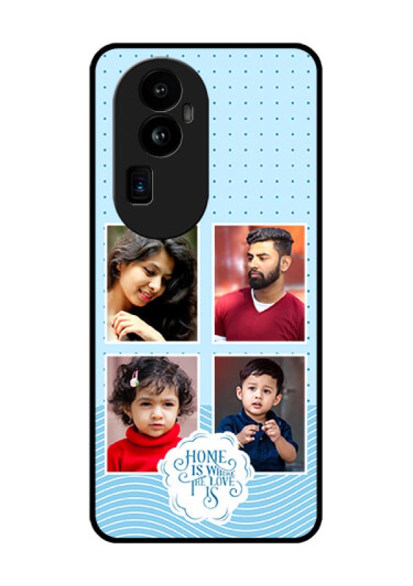 Oppo Reno 10 Pro Plus 5G Custom Glass Phone Case - Cute love quote with 4 pic upload Design