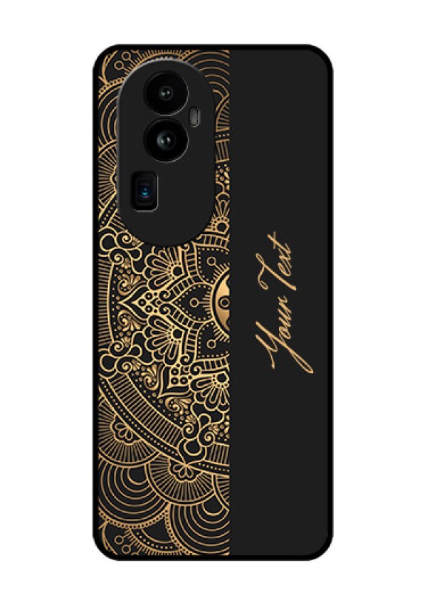Oppo Reno 10 Pro Plus 5G Photo Printing on Glass Case - Mandala art with custom text Design