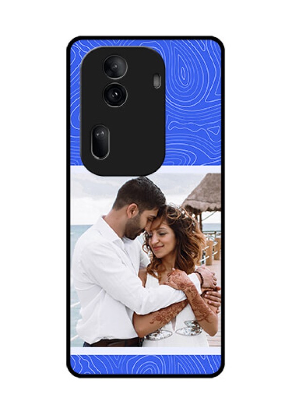 Oppo Reno 11 Pro 5G Custom Glass Phone Case - Curved Line Art With Blue And White Design